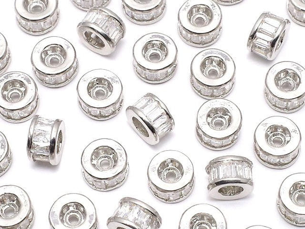 Metal Parts Roundel 6x6x3.5mm Silver with CZ 2pcs $2.99!