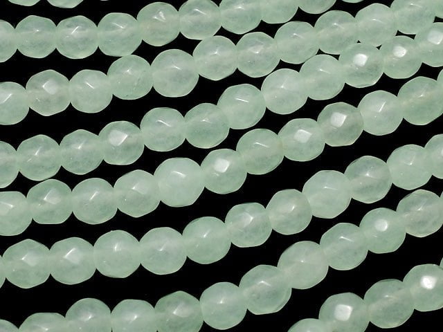 Pastel Green Jade 32Faceted Round 4mm 1strand beads (aprx.15inch / 36cm)