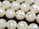 Mosaic Shell White Round 12mm 1/4 or 1strand beads (aprx.15inch/36cm)