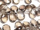 [Video] High Quality Light Color Smoky Quartz AAA Pear shape Faceted Briolette half or 1strand beads (aprx.7inch / 18 cm)