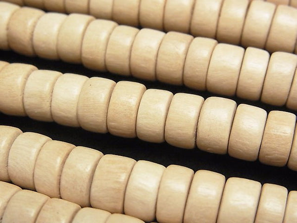 1strand $3.79! White Wood Roundel 8x8x4mm 1strand beads (aprx.15inch / 38cm)