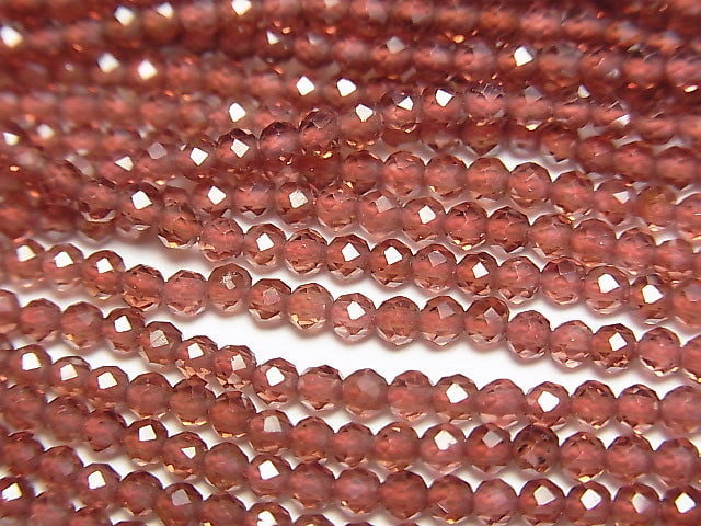 [Video]High Quality! Mozambique Garnet AAA Faceted Round 2.5mm 1strand beads (aprx.12inch/30cm)