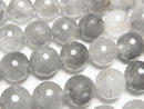 Gray Quartz AA 128 Faceted Round 10 mm half or 1 strand beads (aprx. 15 inch / 37 cm)