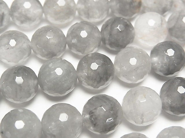 Gray Quartz AA 128 Faceted Round 10 mm half or 1 strand beads (aprx. 15 inch / 37 cm)