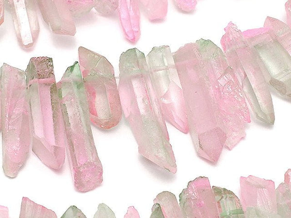 [Video] Crystal Natural Point Cut Metallic Coating Pink & Green 1strand beads (aprx.15inch / 38cm)