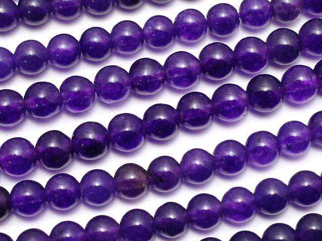 Dark Purple Color Jade Round 4mm 1strand beads (aprx.15inch / 38cm)