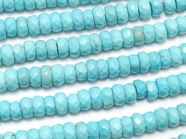 1strand $7.79! Magnesite Turquoise  Faceted Button Roundel 4x4x2mm 1strand beads (aprx.15inch/37cm)
