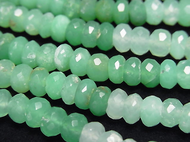 [Video] Chrysoprase AAA--AA++ Faceted Button Rondelle  half or 1strand beads (aprx.14inch/34cm)