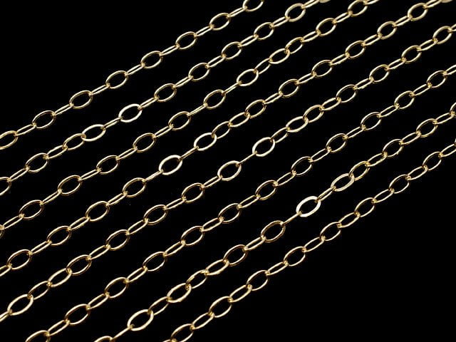 14KGF Flat Long Cable Chain 1.7mm [40cm][45cm][50cm] Necklace 1pc