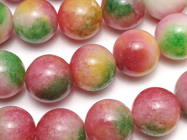 Red & Green Jade Round 12mm 1strand beads (aprx.14inch / 35cm)
