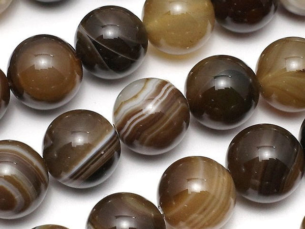[Video] Brown stripe agate AAA Round 12mm 1strand beads (aprx.15inch / 37cm)