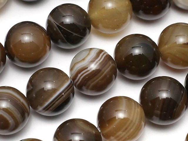 [Video] Brown stripe agate AAA Round 12mm 1strand beads (aprx.15inch / 37cm)