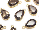 [Video] High Quality Smoky Quartz AAA Bezel Setting Pear shape Faceted 13x8mm 18KGP 2pcs