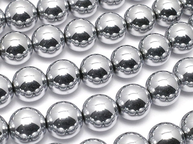Hematite Round 10mm Silver Coated 1strand beads (aprx.15inch/38cm)
