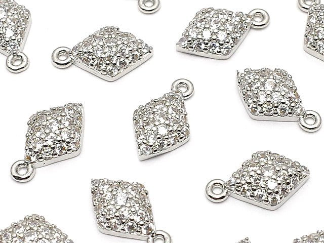 Metal Parts charm with CZ  Diamond Shape11x6mm Silver Color 2pcs $2.79!