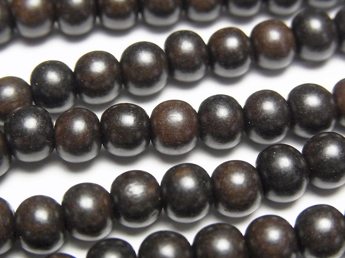 Ebony Wood Semi Round 6mm 1strand beads (aprx.15inch/38cm)