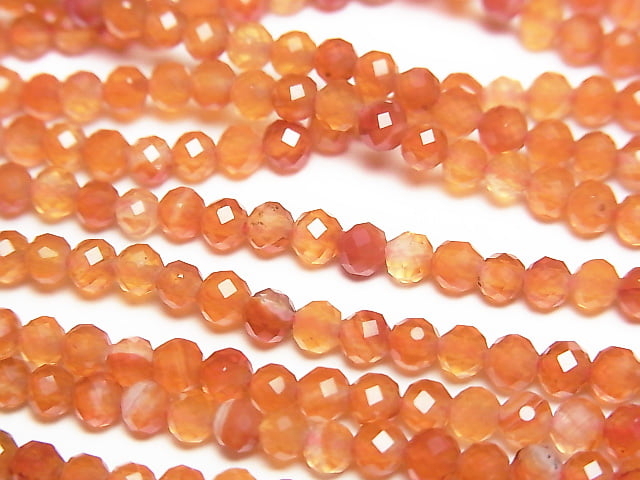 [Video] High Quality! Mixed Carnelian Faceted Round 3mm 1strand beads (approx. 15 inches/37 cm)