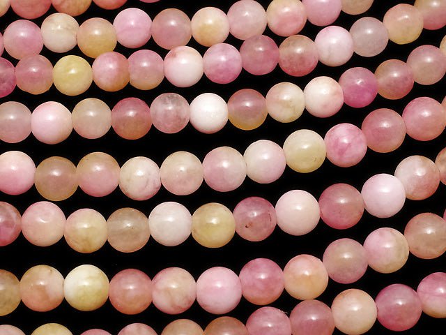 Pink & Yellow Jade Round 4mm 1strand beads (aprx.15inch / 36cm)