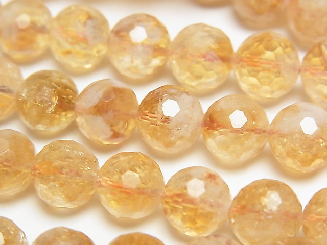 [Video]High Quality! Phantom Citrine AA++ 128Faceted Round 10mm half or 1strand beads (aprx.15inch/36cm)