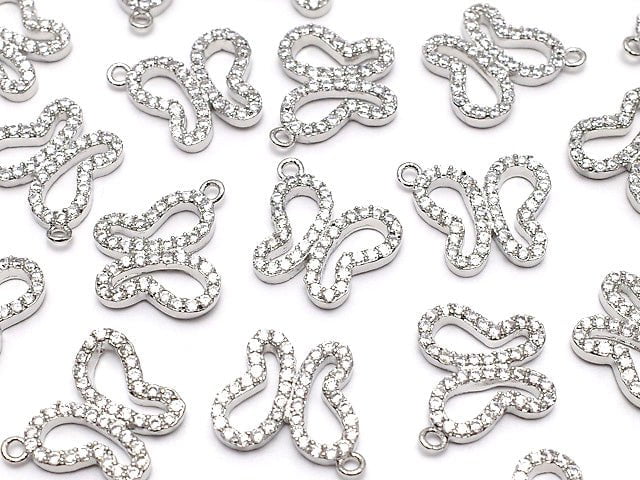 Metal Parts Charm Butterfly 12 x 10 mm Silver Color (with CZ) 1 pc $2.19