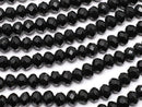 [Video] Black Color Jade Faceted Button Rondelle 4 x 4 x 2 mm 1strand beads (aprx.14 inch / 35 cm)