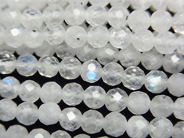 [Video]High Quality! Rainbow Moonstone AA++ Faceted Round 4mm 1strand beads (aprx.15inch/37cm)