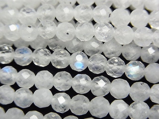 [Video]High Quality! Rainbow Moonstone AA++ Faceted Round 4mm 1strand beads (aprx.15inch/37cm)