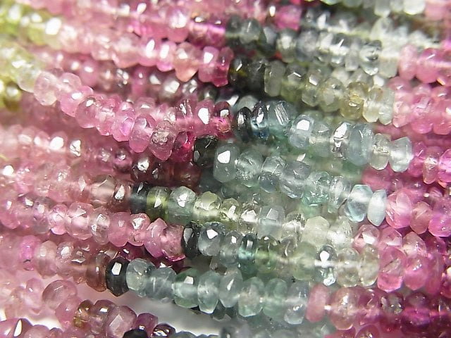 [Video] 1strand $19.99 Multicolor Tourmaline AA ++ Faceted Button Roundel 1strand beads (aprx.13inch / 33cm)