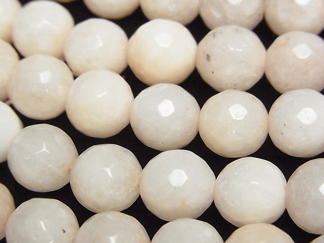 1strand $5.79! Milky beige color Jade 128 Faceted Round 10 mm 1strand beads (aprx.14inch / 35 cm)