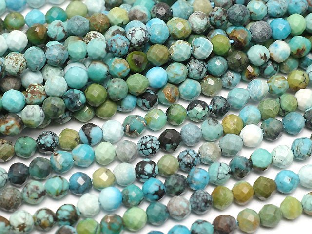 [Video] High Quality! Turquoise AA++ Faceted Round 3mm 1strand beads (aprx.15inch / 37cm)