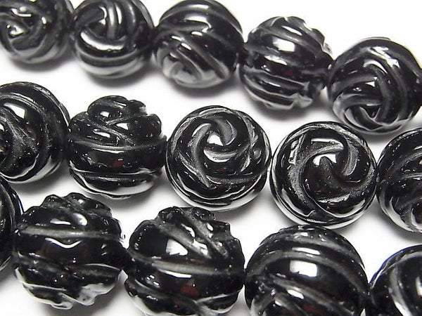 [Video] Onyx AAA Round Rose Cut 16mm 1/4 or 1strand beads (aprx.14inch/35cm)