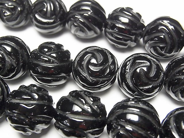 [Video] Onyx AAA Round Rose Cut 16mm 1/4 or 1strand beads (aprx.14inch/35cm)