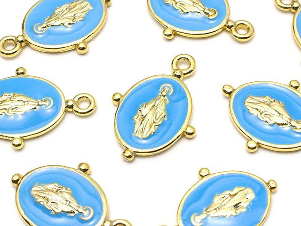 Metal Parts Charm 18x13mm Miraculous Medal Blue 1pc $1.79!