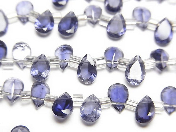 [Video] High Quality Iolite AAA Pear shape Faceted 6x4mm [Medium Color] 1strand (18pcs)