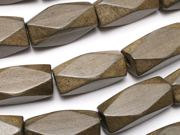 Gray wood rectangle Faceted Tube 20 x 10 x 10 mm 1strand beads (aprx.15 inch / 38 cm)