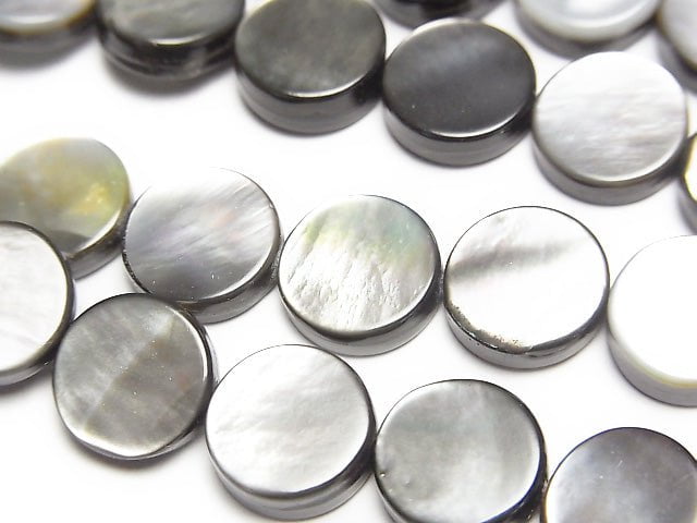 High Quality Black Shell (Black-lip Oyster)AAA Flat Coin 10x10x3mm 1strand beads (aprx.15inch/37cm)
