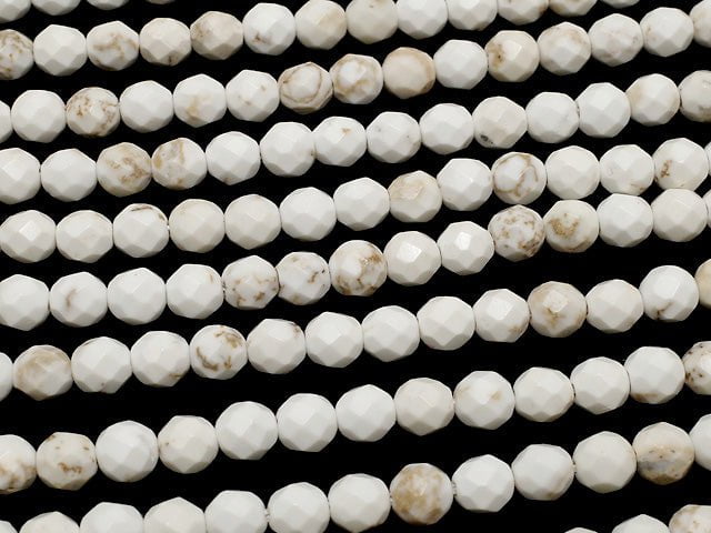 [Video] Magnesite  32Faceted Round 4mm 1strand beads (aprx.15inch/36cm)