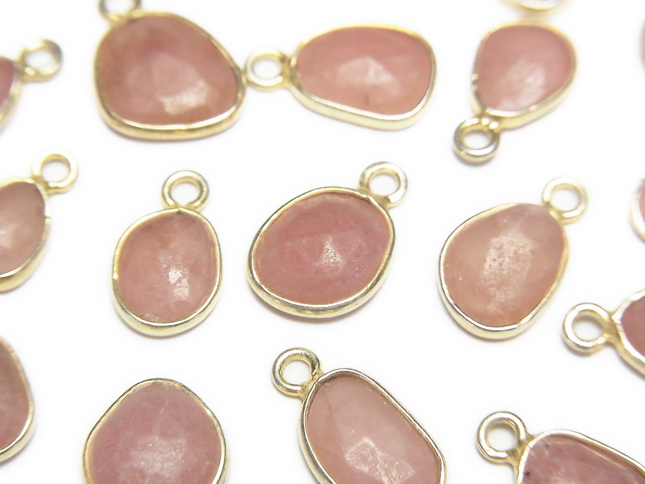 [Video]菱錳礦 AA 階梯式鑲嵌 不規則形 玫瑰式切割 [單面] [S 碼] 18KGP 3件