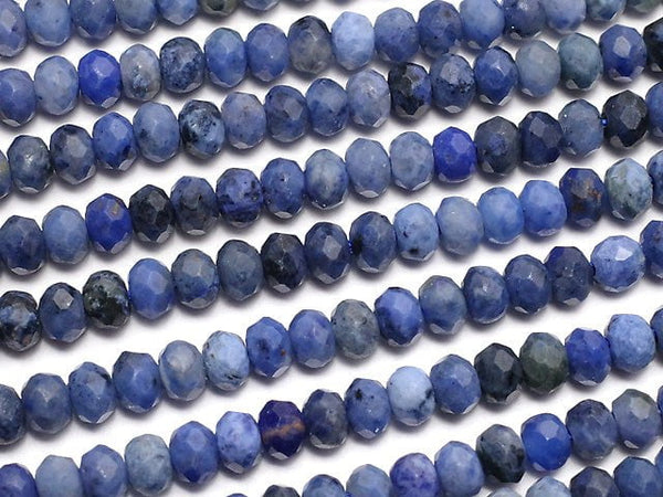 [Video]High Quality! Dumortierite Faceted Button Roundel 3x3x2mm 1strand beads (aprx.15inch/37cm)