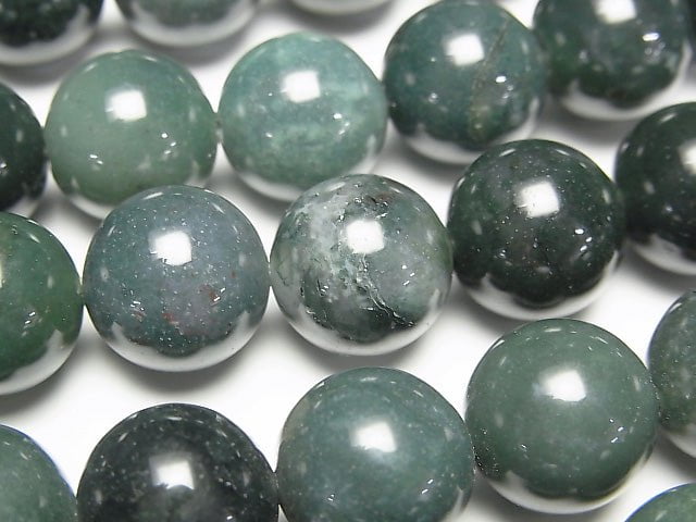 [Video] Moss Agate  Round 12mm 1strand beads (aprx.15inch/36cm)