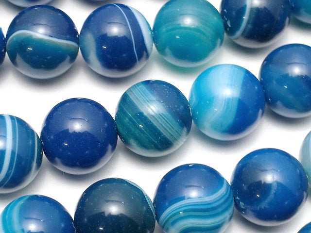 Blue Stripe Agate Round 12mm 1strand beads (aprx.15inch / 36cm)