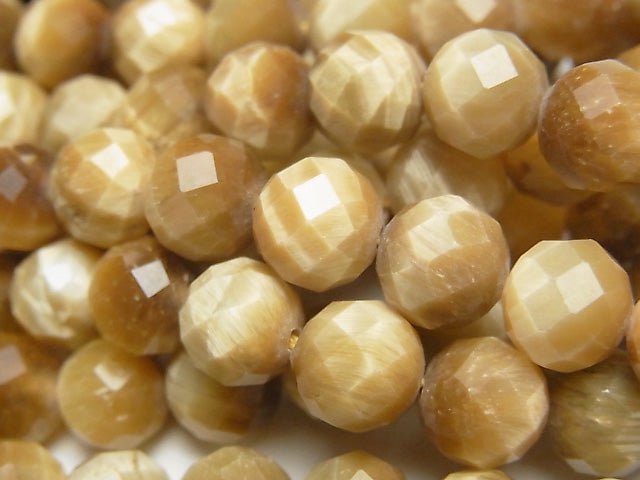 [Video] High Quality! Golden Tiger's Eye AA++ 64Faceted Round 8mm 1strand beads (aprx.15inch / 37cm)