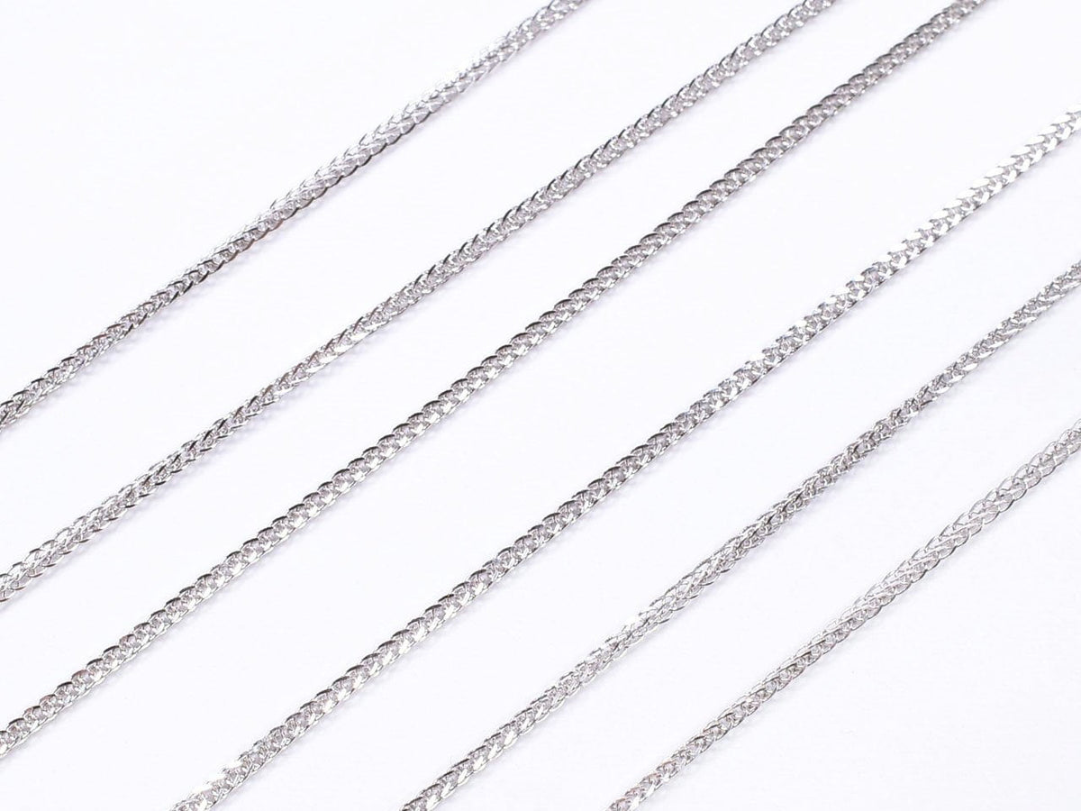 Silber 925 Weizenkette mit Schieberegler 0.8mm Rhodium beschichtet [45cm][60cm] Halskette 1 Stück