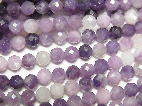 [Video] High Quality! Lepidolite AA+ Faceted Round 4mm 1strand beads (aprx.15inch / 37cm)