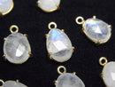 [Video]High Quality Rainbow Moonstone AA++ Bezel Setting Free Form Cut 18KGP 4pcs
