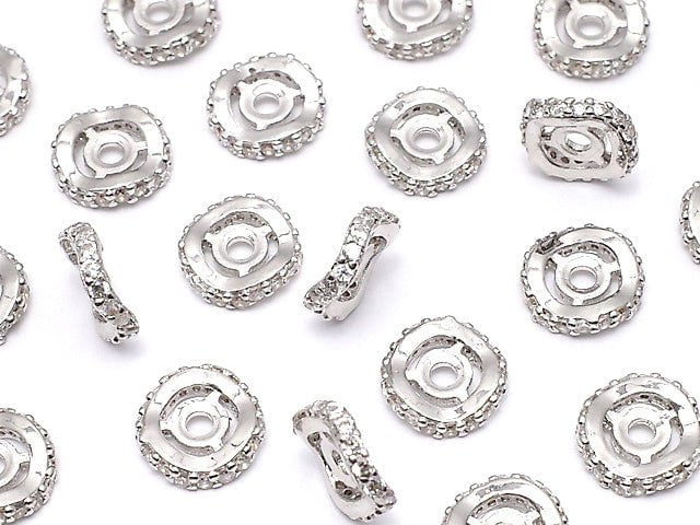 Metal Parts Roundel 8x8x2mm Silver with CZ 2pcs $2.99!