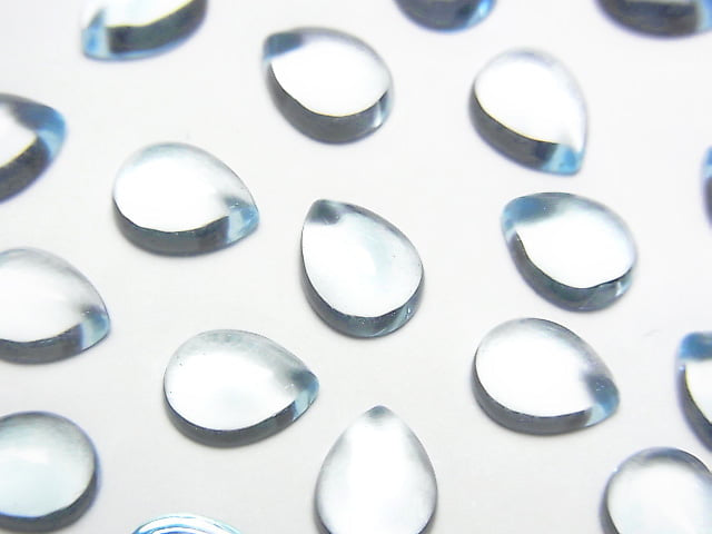 [Video] High Quality Sky Blue Topaz AAA Pear Shape Cabochon 8x6mm 3pcs