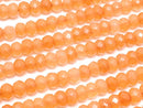 [Video] Orange Color Jade Faceted Button Rondelle 4 x 4 x 3 mm 1 strand beads (aprx. 13 inch / 32 cm)
