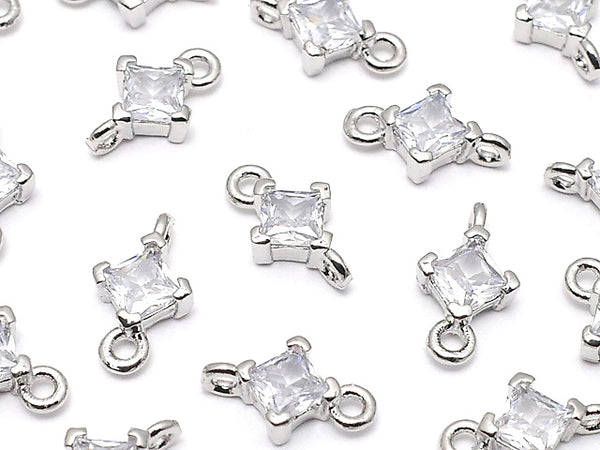 Metal Parts Diamond Both Side Charm Silver Color (with CZ) 3pcs $3.79!