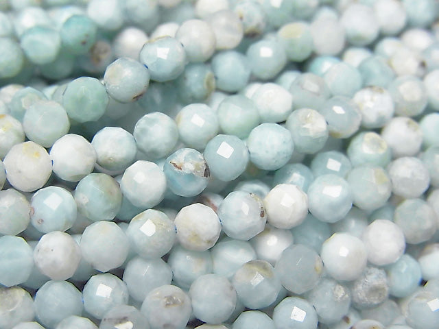 [Video]High Quality! Larimar Pectolite AA Faceted Round 4mm half or 1strand beads (aprx.15inch/36cm)